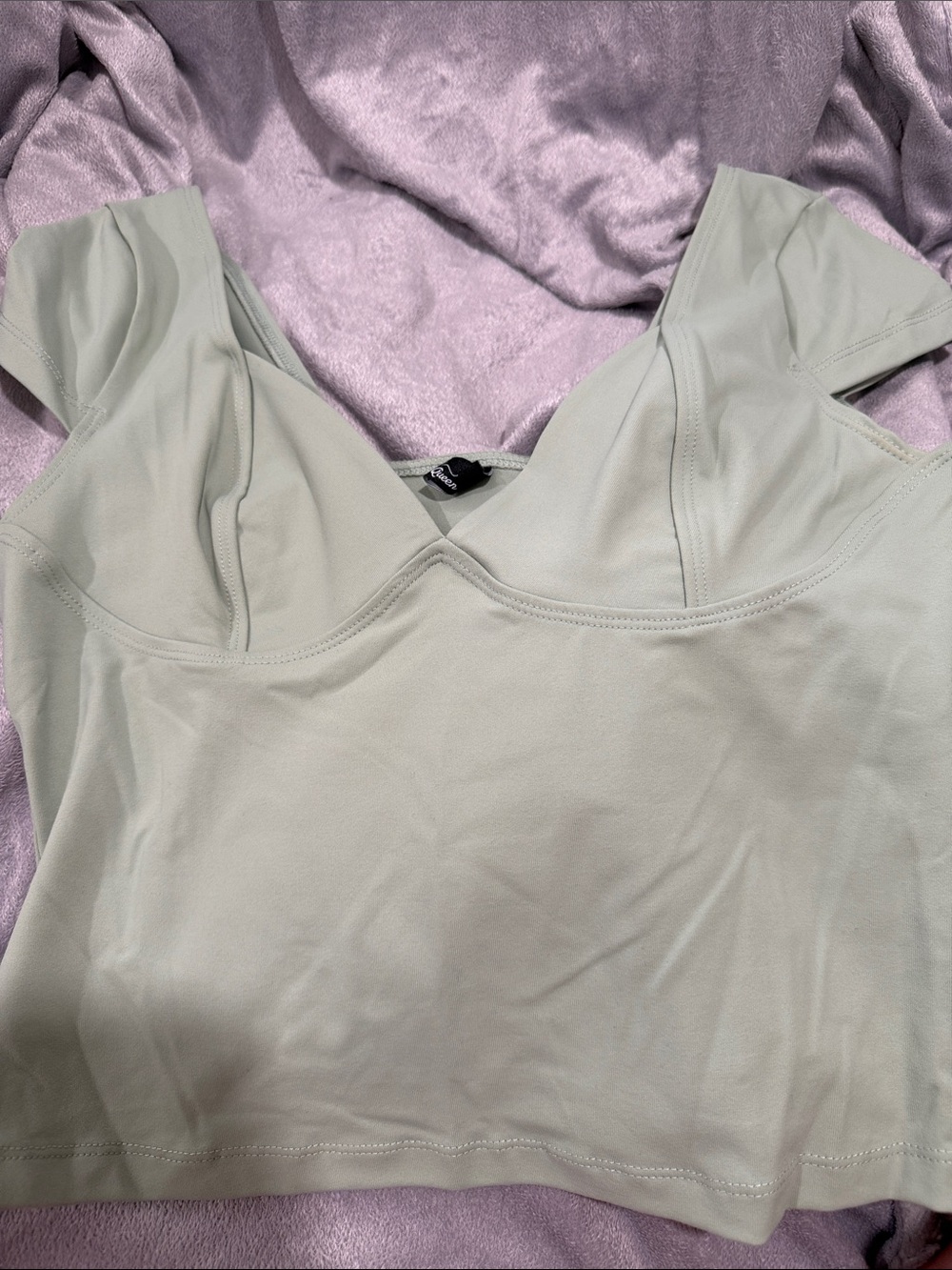 Amazon Women's Sage Green Short Sleeve Crop Top